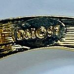 Rose Bouquet Pin Brooch Gold Tone Red Shade of Flowers Marked DM '97 Floral 3D Photo 3