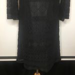 Sharagano  Black Pattern A-Line Lined Mid-Sleeve Dress 4 Photo 2