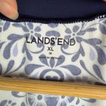 Lands' End  Floral Tunic Top Size XL Blue Soft Stretch Coastal Comfy Resort V-Neck Photo 4