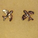 Gold Tone Dainty Airplane Boho Stud Earrings Photo 3