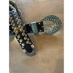 Leather Belt Western Concho Turquoise Studs Buckle Decoration Sz M Please Read Black Photo 1
