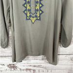 Pink Lily  Women's Embroidered Henley Flowy Boho Blouse Olive Green Size Small Photo 2