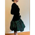 Vintage 80’s Black Velvet & Green Bubble Skirt with V Photo 1