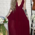 Boutique Wine Red Strappy Maxi Dress Photo 3