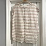 St. Tropez  Tan & White Sleeveless 100% Linen High Low Popover Size Medium Photo 1