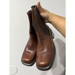 Joan & David  Brown Leather Boots Booties Sz 40 Made In Italy Square Toe Y2K Photo 4