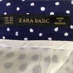 ZARA  Pleated Nautical Shell Dotted Print Mini Pencil Skirt Pockets XS Blue White Photo 8