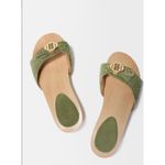 Maje NEW In Box Clover Logo Green Natural Sandals size 37 Photo 2