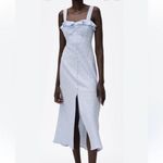 ZARA ‎ Blue Flower Print Linen Blend Button Front Midi Dress Photo 1