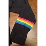 On Fire  junior women's  L crop hooded activewear sweatshirt white multi stripes Photo 3