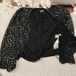 Reformation  Womens Wrap Blouse Polka Dot Sheer Long Sleeve V-Neck Top Black Med Photo 7