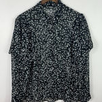 EXPRESS Blouse L Black Sheer Floral Button Down Y2K Grunge Cottagecore Indie Photo 0