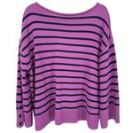 Talbots Bateau Neck Striped Knit Sweater Purple Thistle India Ink Plus Size 1X Photo 3