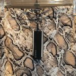 Lucy Paris NWT  Snake Print Midi Skirt Brown‎ Large Photo 2
