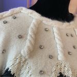 Vintage 80s Cream and Black Angora Lambs Wool Blend Batwing Sweater Size undefined Photo 2