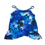 Swim Solutions Womens Floral High Neck Tankini Swim Top Blue Black Size 8 Photo 2