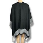 Time and Tru Womens Poncho Sweater Open Front Fringe Hem Black White One Size Size undefined Photo 8