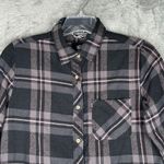 Tentree Shirt Women Medium Gray Purple Plaid Flannel Hiking Outdoors Punk Grunge Photo 3