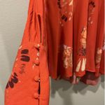 Free People  Field Of Butterflies Red Long Sleeve Tunic Photo 5