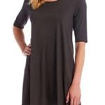 Eileen Fisher  Top Grey (Bark) Scoop Neck Elbow Sleeve Tunic Mini Dress Sz L EUC Photo 1