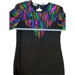 Vintage Stenay Mardi Gras 100% Silk Rainbow Sequins Shoulder Pads Party Dress Sz Black Size 12 Photo 9
