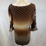 New Direction New directions brown cream and black geometric print tunic top size large Photo 3