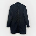 Garnet Hill  Size‎ XS Black Longline Bomber Full Zip Jacket Water-Resistant Coat Photo 2