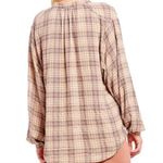 Free People  North Bound Pullover Beige Plaid Women's Small Photo 1