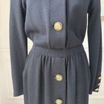 St John Collection Marie Gray Black Santana Knit Button Front Dress 6 Photo 5