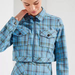 Urban Outfitters As If Plaid Blue Green Cropped Jacket Women’s Sz L Photo 0