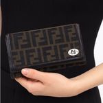 Fendi Vintage Zucca FF Monogram Canvas Wallet with Black Leather Trim Photo 1