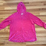 Quacker Factory 1X Pink Velour Zip Hoodie Rhinestone Cozy Loungewear Y2K Photo 0