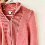 Tommy Bahama Vintage Pink Chunky Knit Zip Up Collar Sweater 100% Cotton M Photo 1