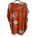 Umgee  Size Small Kimono Open Front Floral Burnt Orange Longlined Tropical Boho Photo 1