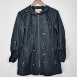 Michael Kors Michael  Black Roll Tab Sleeve Hooded Windbreaker Women's Size Small Photo 0