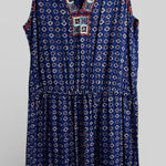 Irving & Fine blue printed geo shift dress preppy coastal size Small hippie boho Photo 0