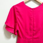 Vintage hot pink fuchsia barbiecore coquette v neck dress ruffle sleeve small Photo 11