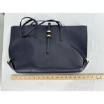 Zac Posen ZAC Dark Blue Folded Gusset Leather Tote Bag Purse Photo 11