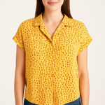 Beach Lunch Lounge Yellow Pineapple Print Button Photo 0