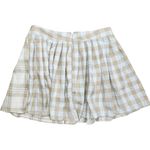 Rue 21  Womens M Tan Blue White Plaid Schoolgirl A-Line Pleated Skirt NWT Photo 3