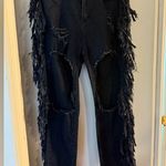 American Bazi  Black Distressed Fringe Jeans Photo 9