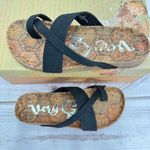 Very G Black Metallic Crisscross Strappy Sandals Contoured Footbed NEW Photo 1