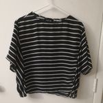 fab'rik  Black/White Sheer Striped Top S Nautical Preppy Costal Boho Classic Photo 2