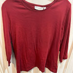 Rebecca Malone Rebecca Malone Burgundy 3/4 Sleeve Top Womens Size L Casual Knit Tee Photo 0