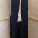 Rachel Zoe  Linen Blend Long Hooded Sleeveless Cardigan Black Semi Sheer XLarge Photo 1