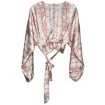 Final Touch Cropped Deep V-Neck Long sleeve Snakeskin Print Women’s Top Large Photo 3