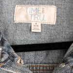 Time and‎ Tru Distressed Denim Jacket Blue Button Front Long Sleeve Women Size S Photo 2
