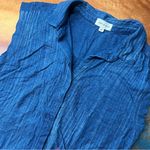 Cloth & Stone  Cotton Sleevless Collared shirt dress blue white size medium Photo 1
