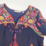 Soft Surroundings Iskra Paisley Floral Embroidered Bohemian Tunic: Navy Blue Photo 5