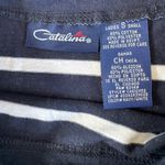 Catalina  Navy Blue White Striped Nautical Cotton 3/4 Sleeve Boat Neck Tee Shirt Photo 6